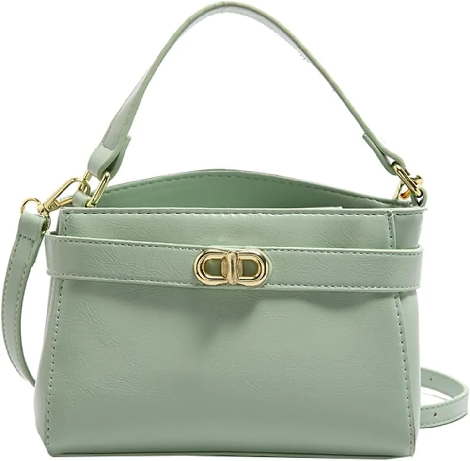 Women PU Leather Shoulder Bag Small Crossbody Handbag Retro Square Satchel Top Handle Purse