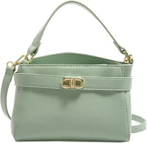 Women PU Leather Shoulder Bag Small Crossbody Handbag Retro Square Satchel Top Handle Purse