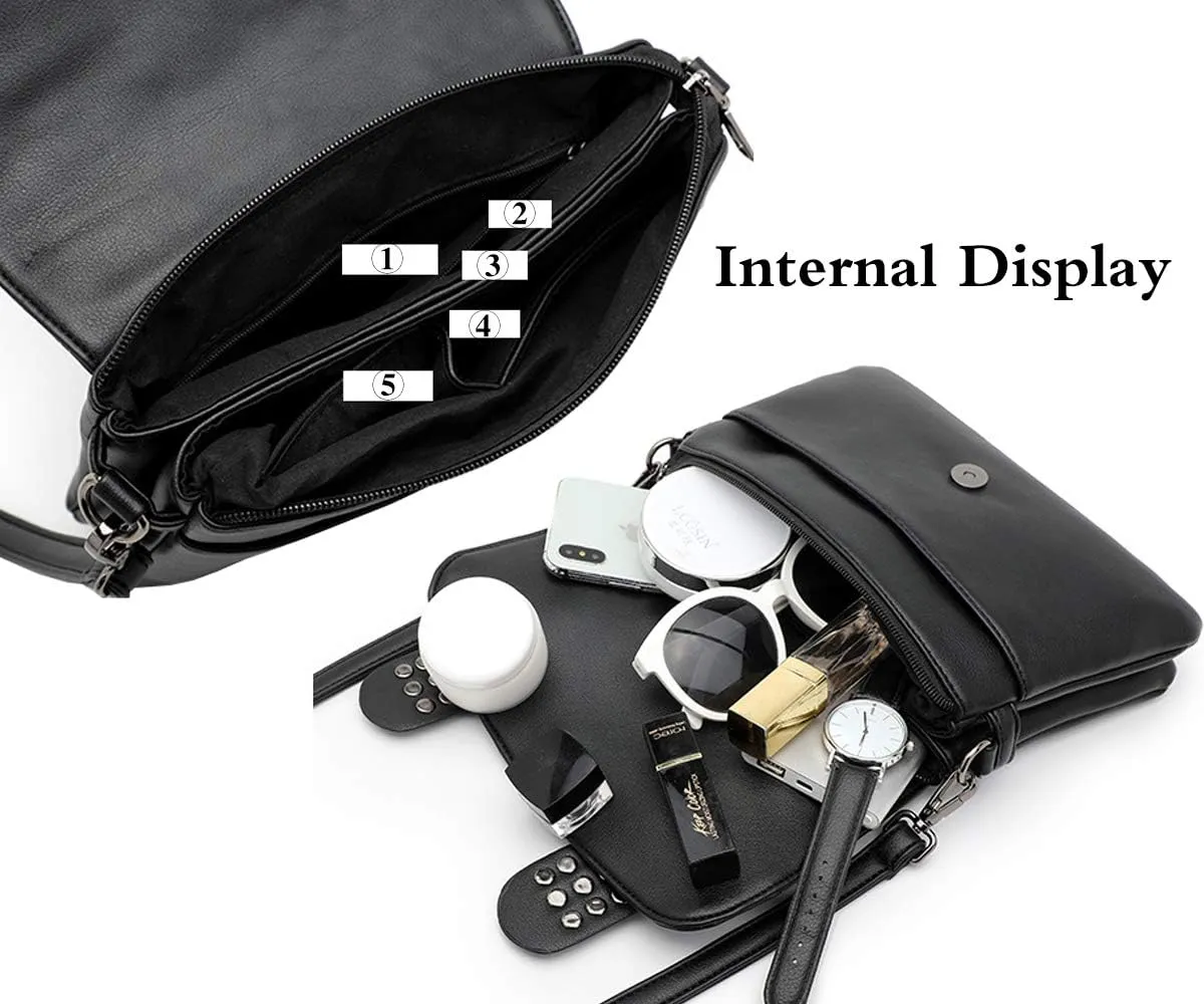 Women Punk Skull Shoulder Top-Handle Bag Rivet Purse Handbag Chain Satchel Tote