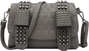 Women Punk Skull Shoulder Top-Handle Bag Rivet Purse Handbag Chain Satchel Tote