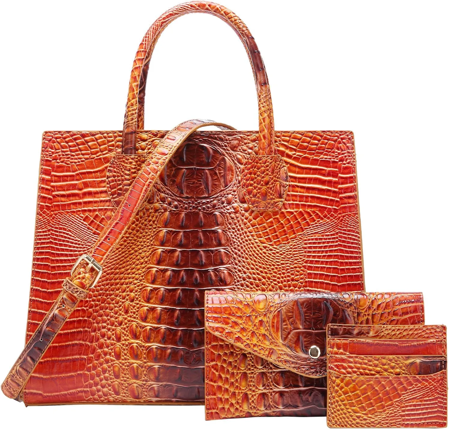Women Top Handle Crossbody Bag Fashion Crocodile Print Handbag Shoulder Satchel