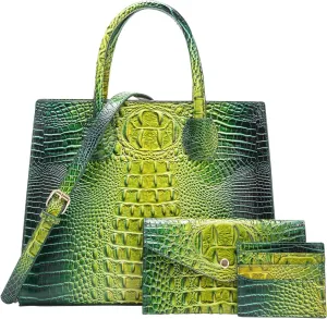 Women Top Handle Crossbody Bag Fashion Crocodile Print Handbag Shoulder Satchel