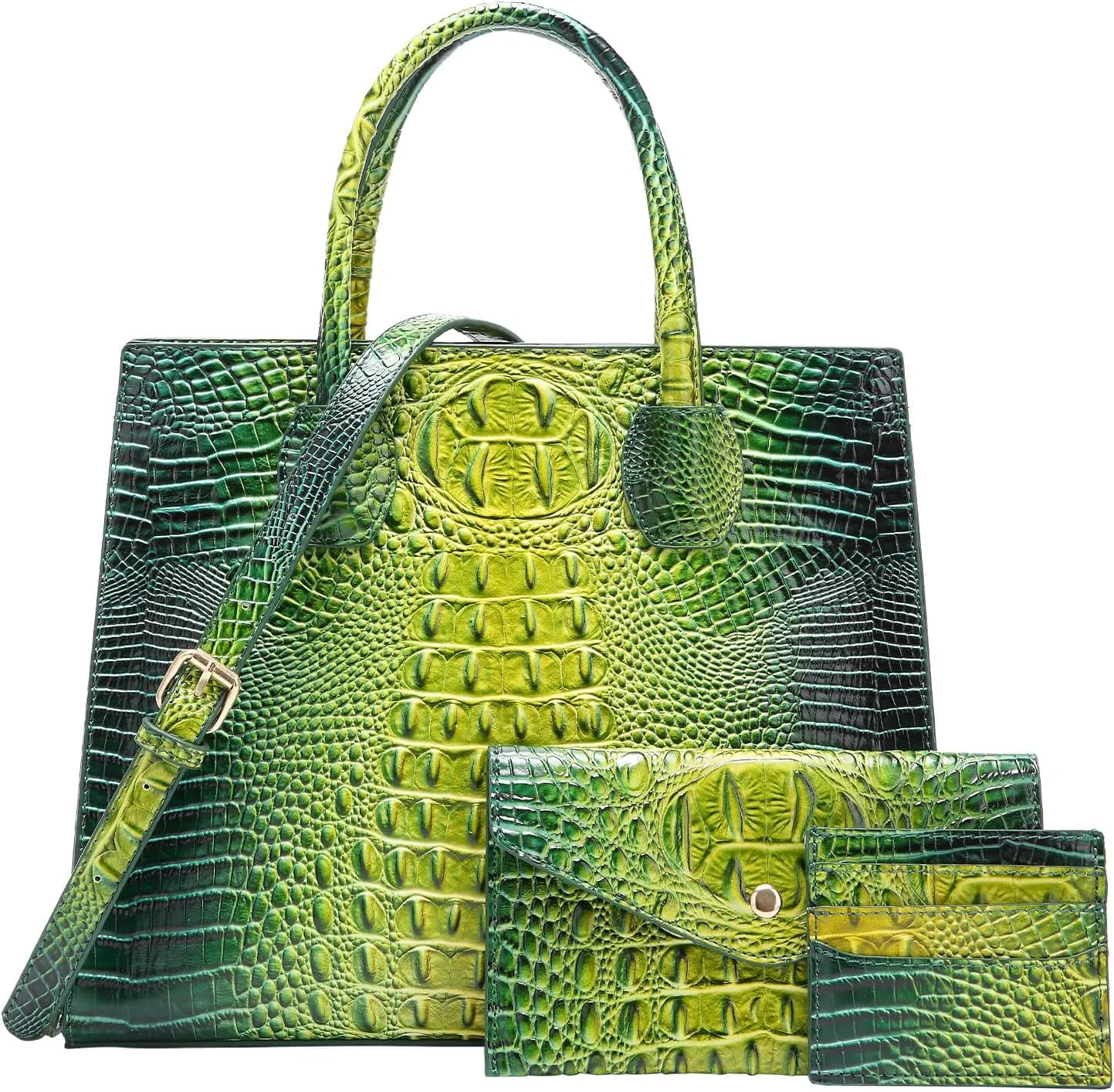 Women Top Handle Crossbody Bag Fashion Crocodile Print Handbag Shoulder Satchel