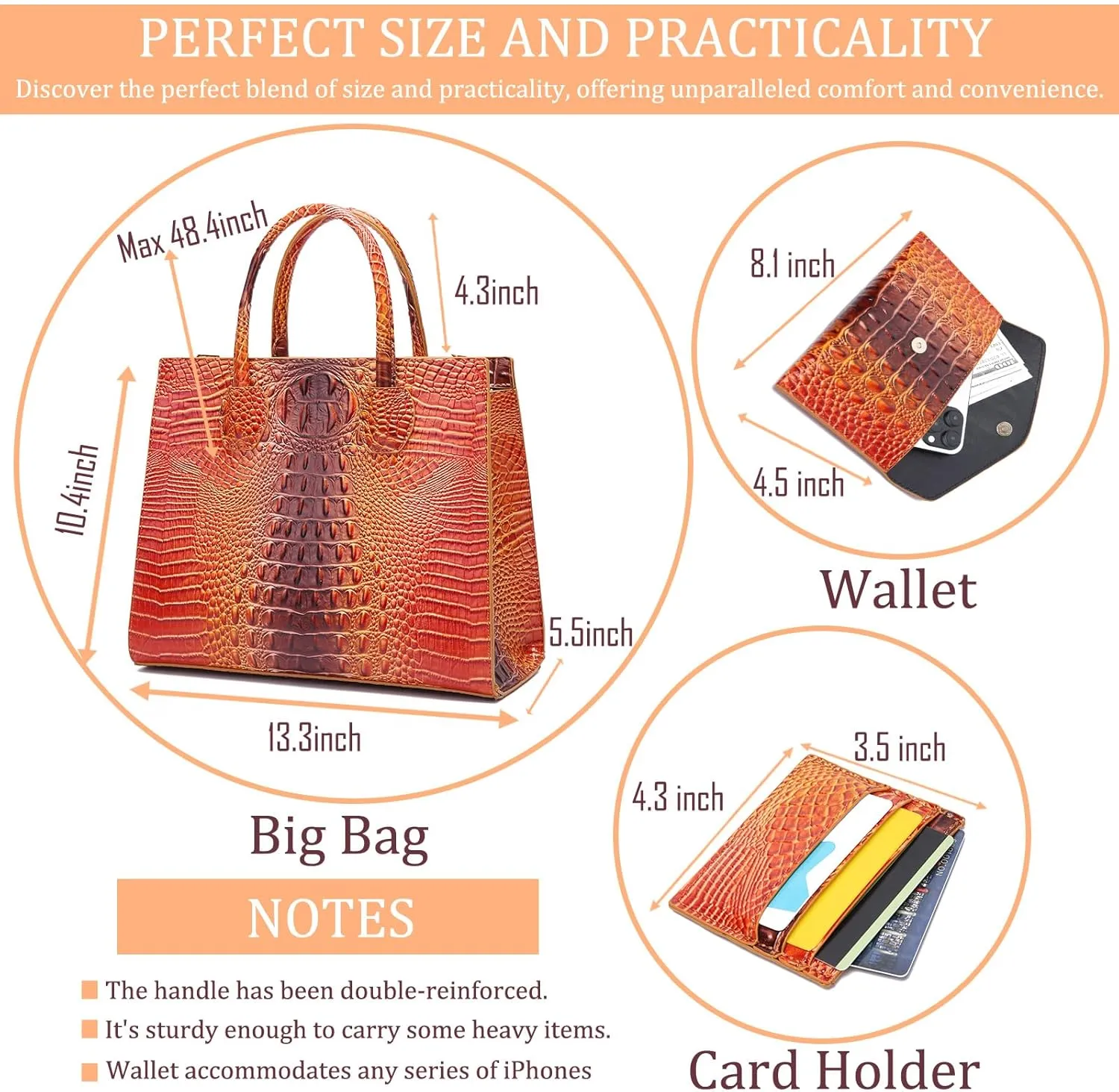 Women Top Handle Crossbody Bag Fashion Crocodile Print Handbag Shoulder Satchel