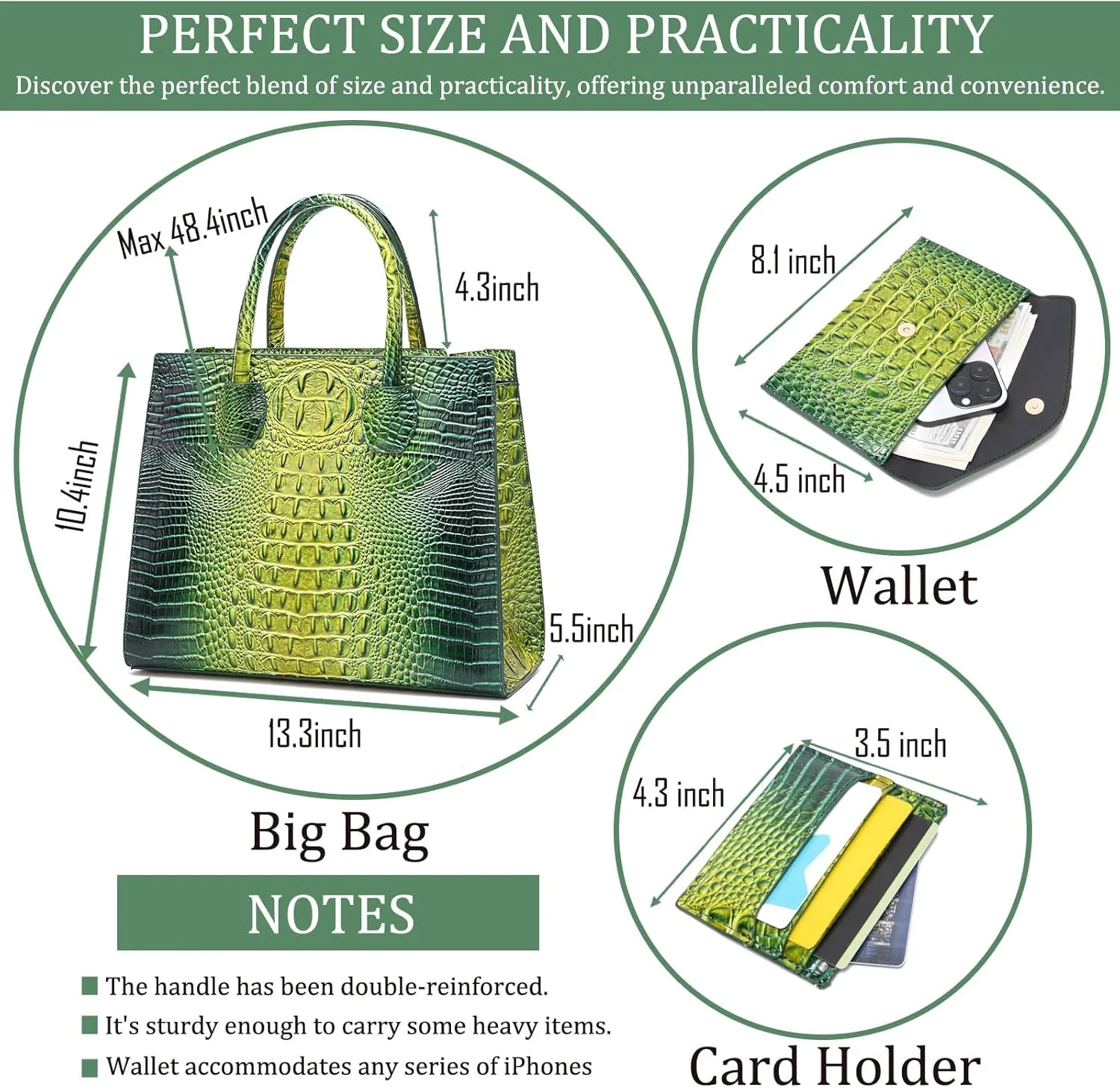 Women Top Handle Crossbody Bag Fashion Crocodile Print Handbag Shoulder Satchel