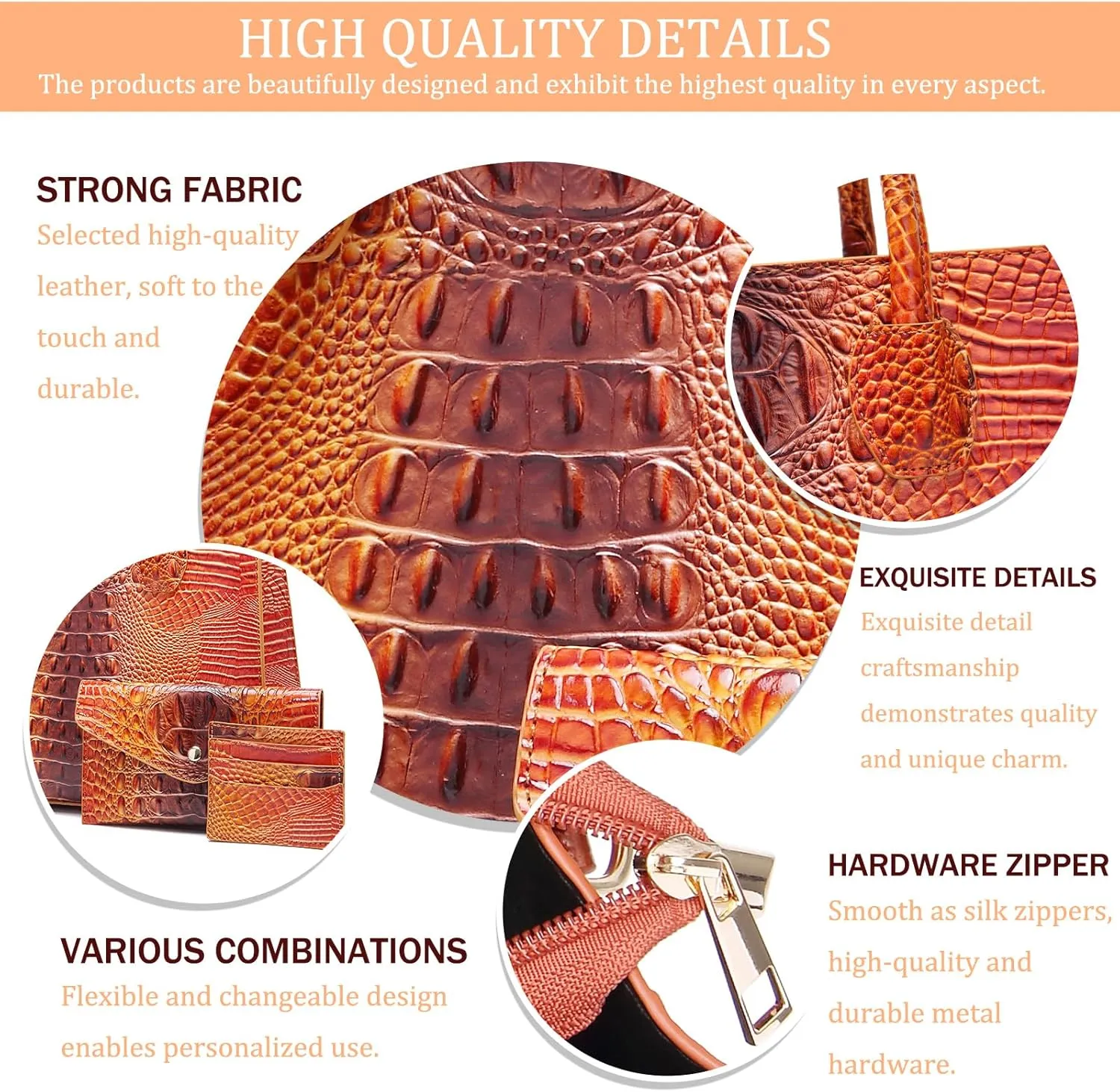 Women Top Handle Crossbody Bag Fashion Crocodile Print Handbag Shoulder Satchel