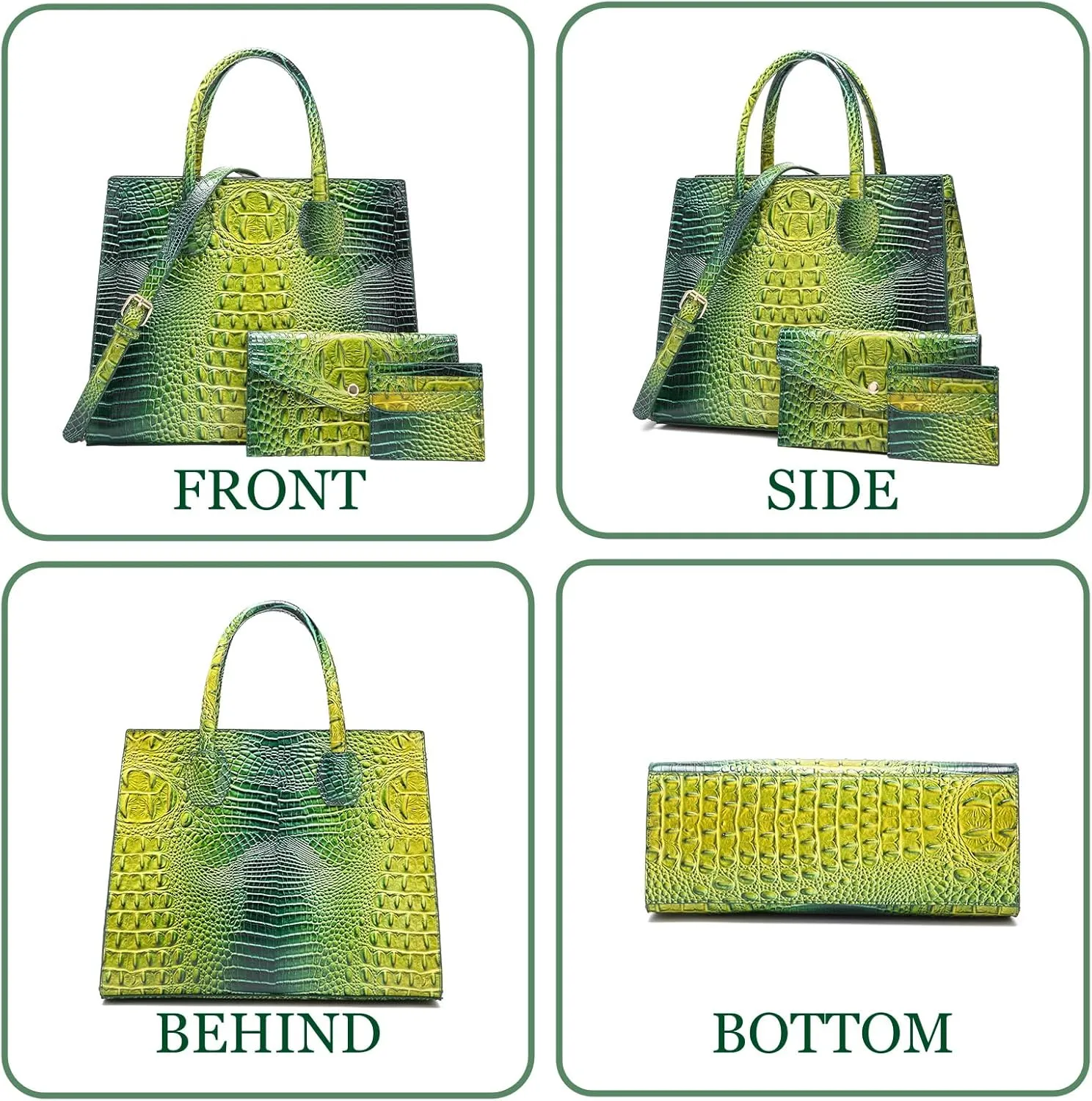 Women Top Handle Crossbody Bag Fashion Crocodile Print Handbag Shoulder Satchel