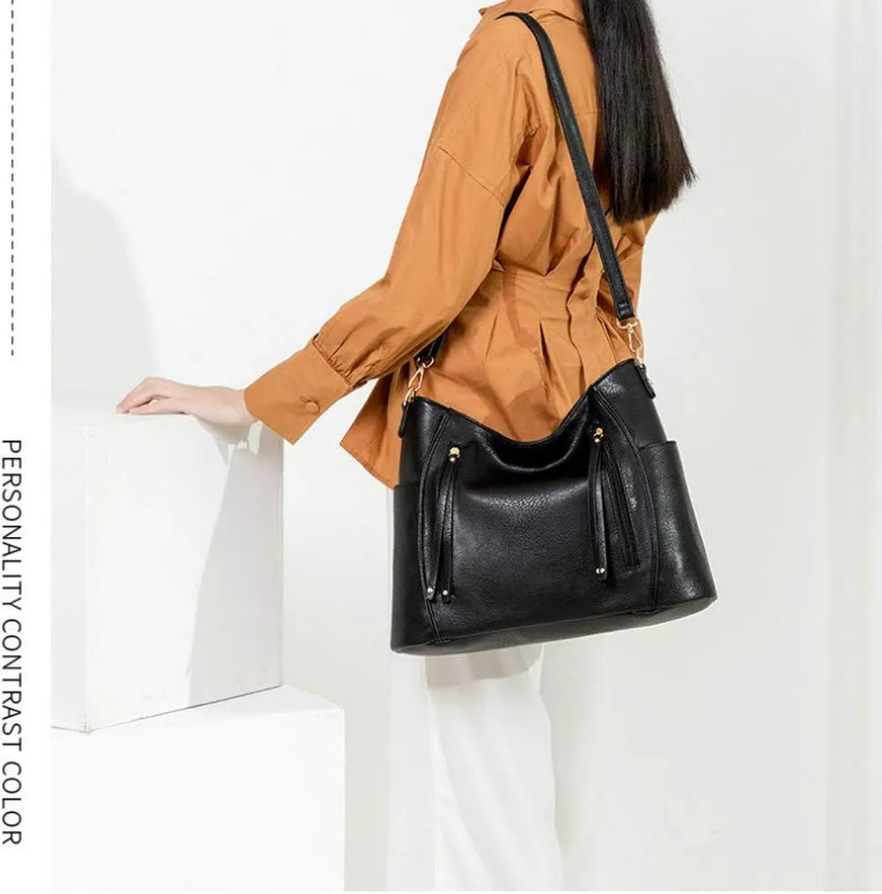 Women Tote Bag Handbags PU Leather Fashion Hobo Shoulder Bags with Adjustable Shoulder Strap