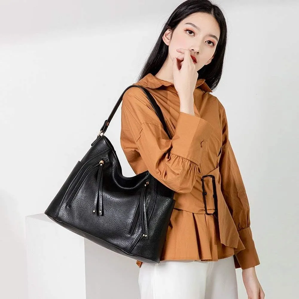 Women Tote Bag Handbags PU Leather Fashion Hobo Shoulder Bags with Adjustable Shoulder Strap