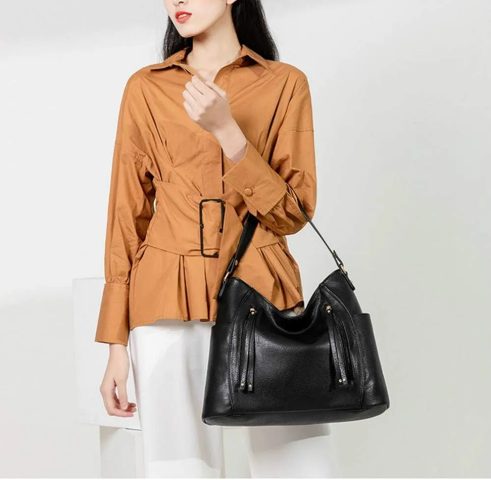 Women Tote Bag Handbags PU Leather Fashion Hobo Shoulder Bags with Adjustable Shoulder Strap