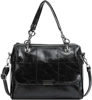 Women Vintage Faux Leather Satchel Handbag Urban Work Tote Purse Shoulder Cross Body Casual Daily Travel Bag,Khaki