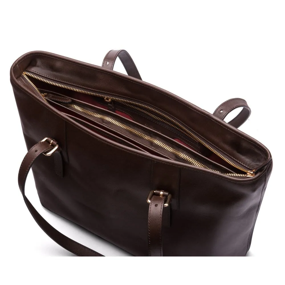Women's 13" Laptop Workbag - Brown Saffiano