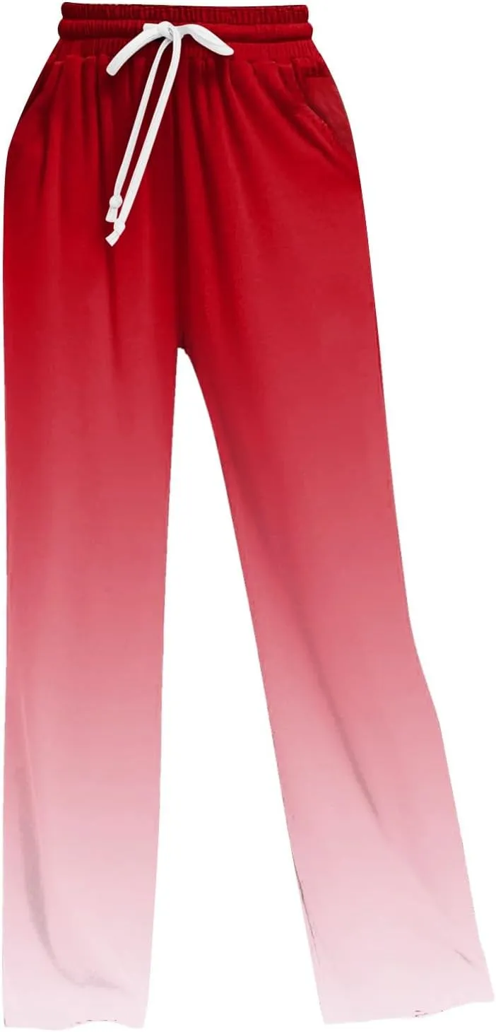 Women's Casual Loose Fit Pants Gym Fitness Outdoor Activitie Sweatpants Elastic Waistband Straight Leg Casual Trouser