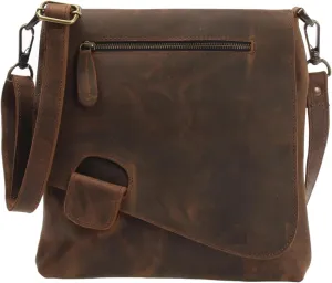 Women's Cowhide Leather Crossbody Shoulder Bag Small Messenger Purse Sling Satchel Bag For Work Business Travel