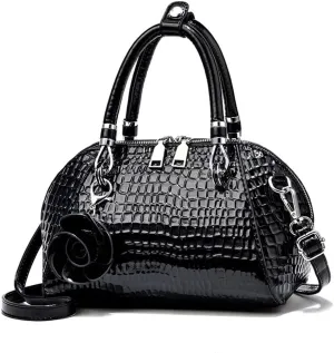 Women's Handbag Patent leather Top-Handle Purse Crocodile Print Shoulder Satchel