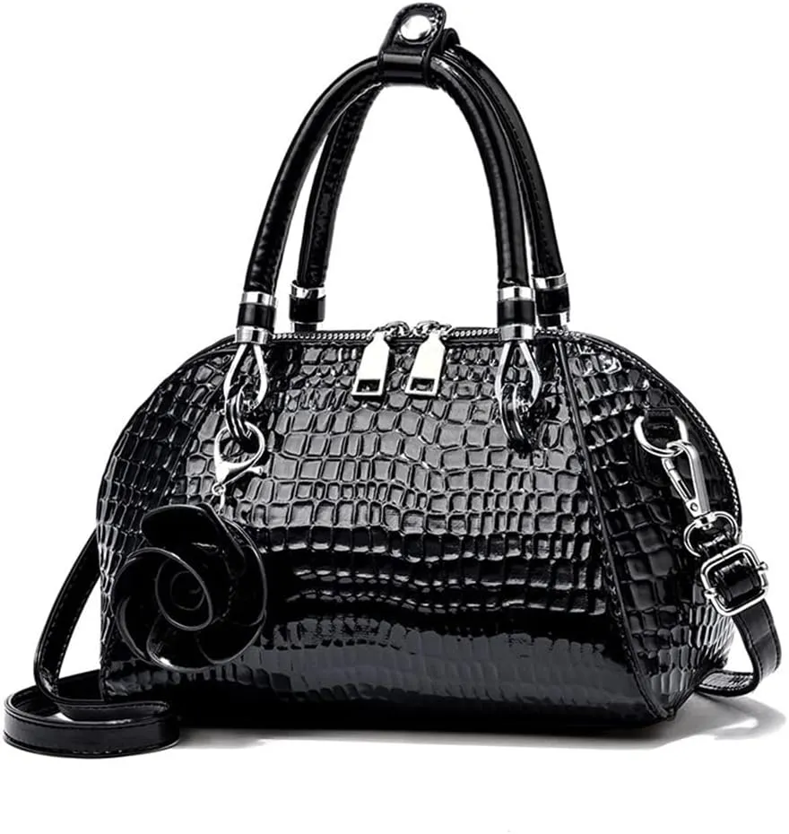 Women's Handbag Patent leather Top-Handle Purse Crocodile Print Shoulder Satchel