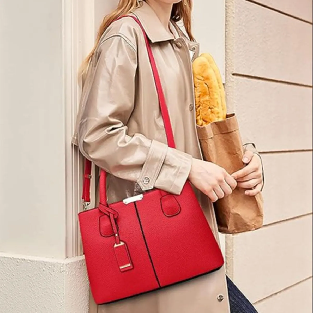 Womens Handbags and Purses Fashion Top Handle Satchel Tote PU Leather Shoulder Bags