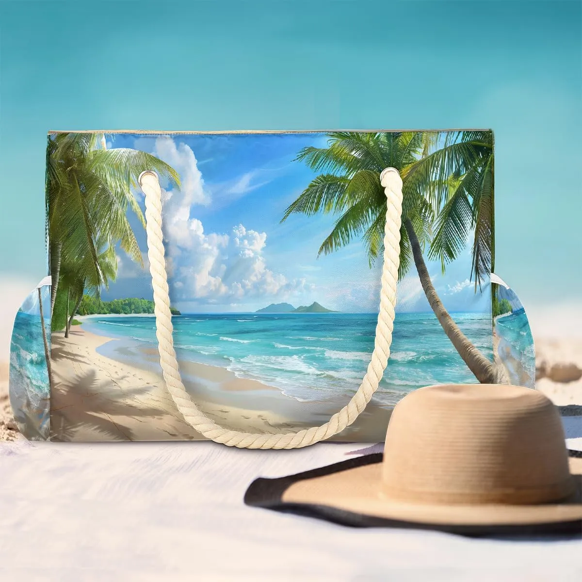 Women's Large Beach Bag Waterproof and Sand-proof Canvas Tote
