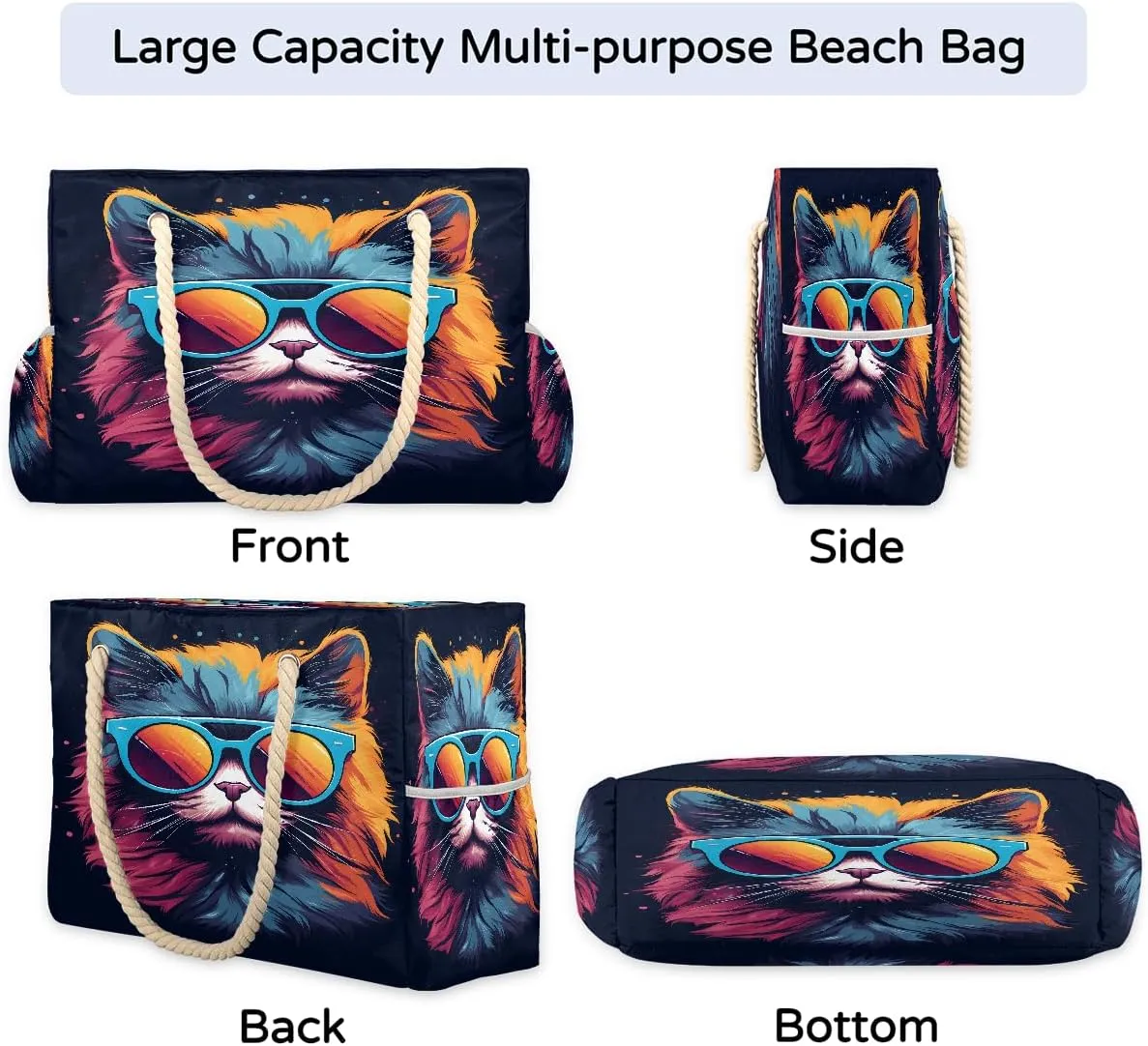 Women's Large Beach Bag Waterproof and Sand-proof Canvas Tote