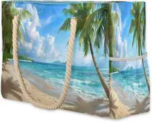 Women's Large Beach Bag Waterproof and Sand-proof Canvas Tote