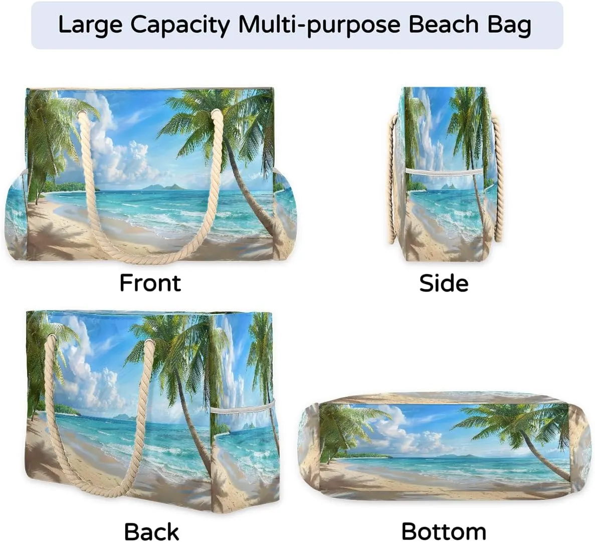 Women's Large Beach Bag Waterproof and Sand-proof Canvas Tote