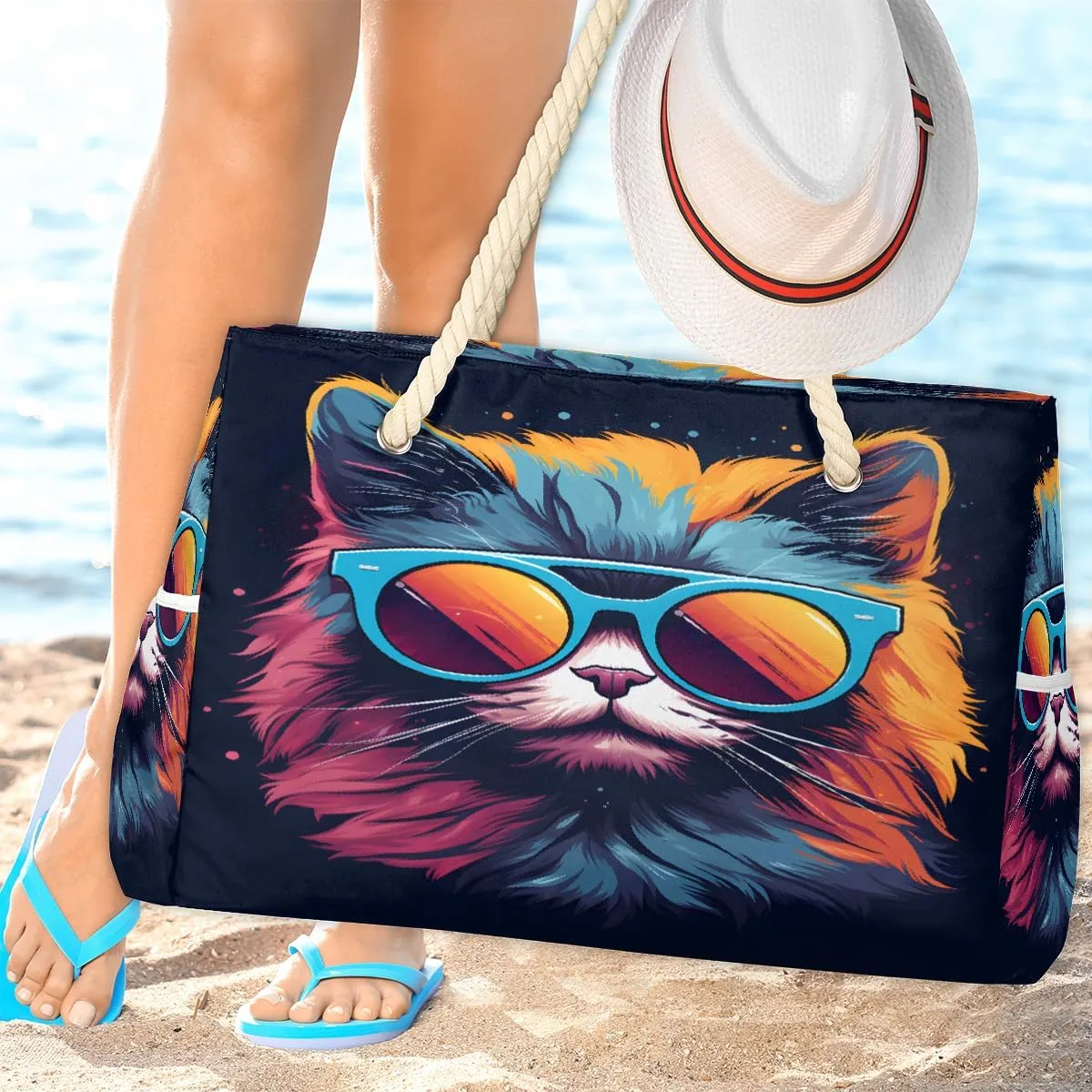 Women's Large Beach Bag Waterproof and Sand-proof Canvas Tote