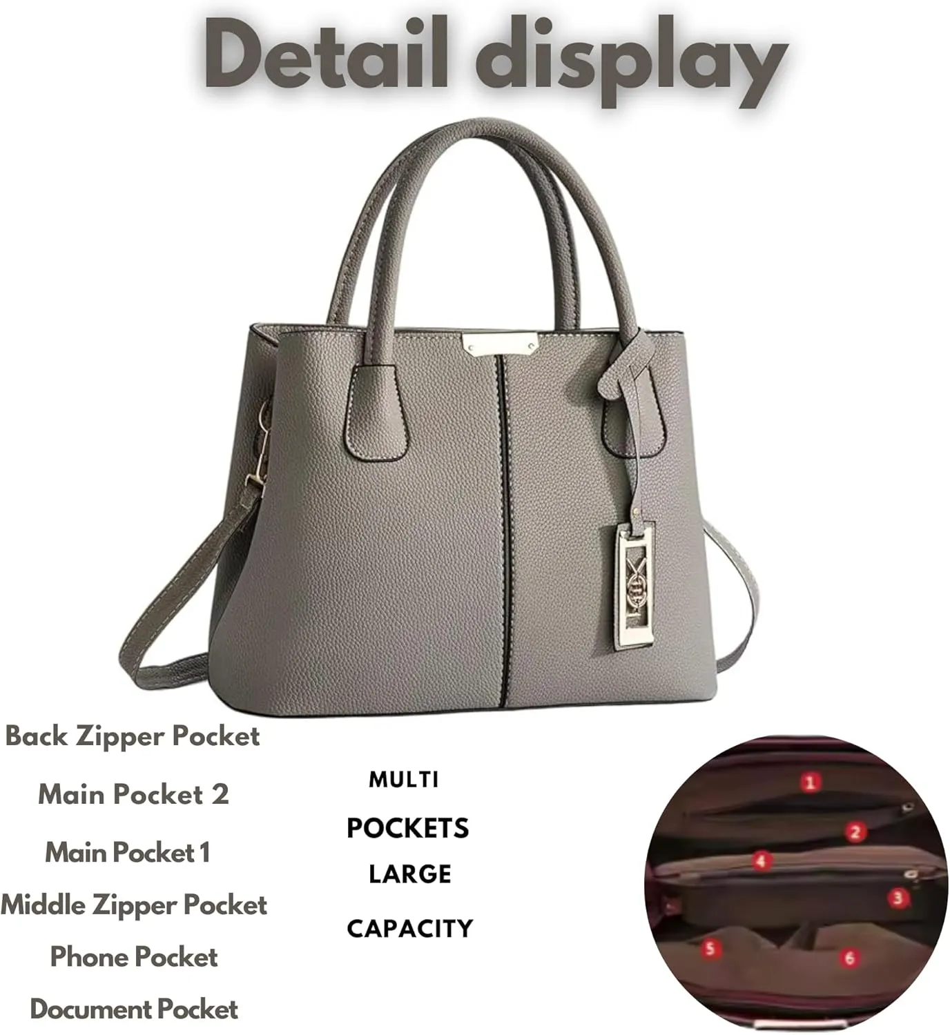 Women's PU Leather Handbag Stylish Tote Shoulder Bag with Crossbody Strap Elegant Spacious Purse for Work & Everyday Use
