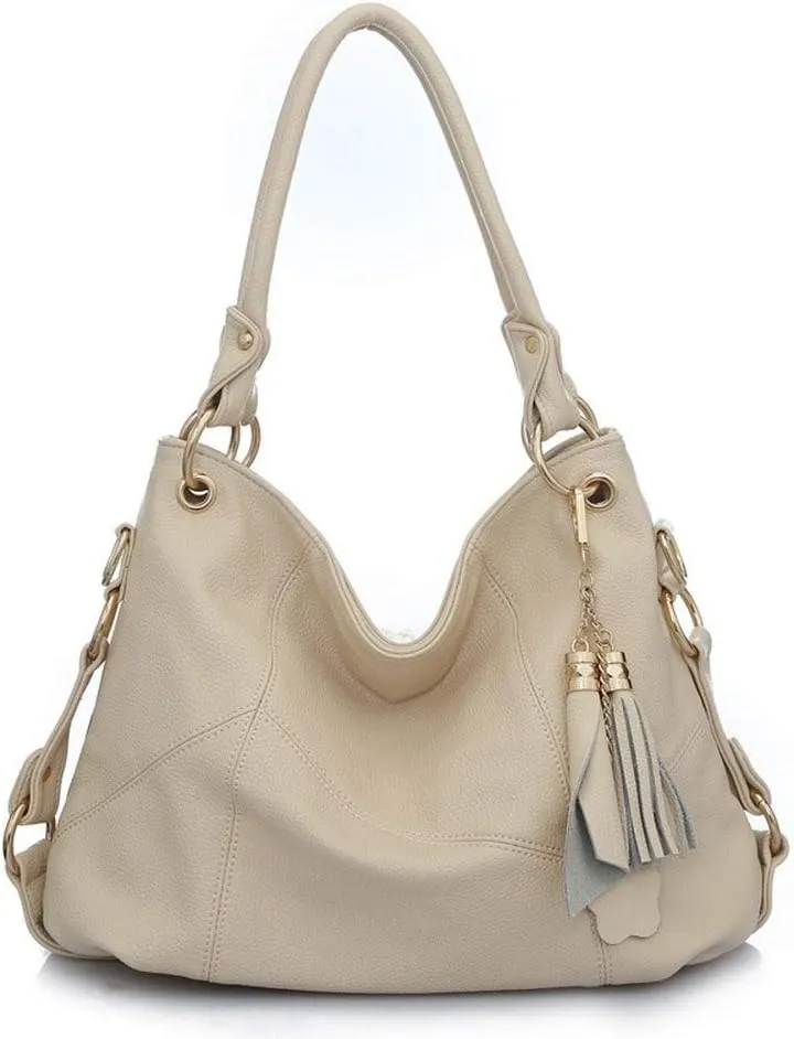 Women's PU Single Shoulder Bag Tassel Stitching Large Capacity Shoulder Shopping Bag