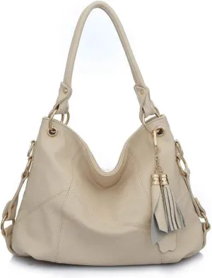 Women's PU Single Shoulder Bag Tassel Stitching Large Capacity Shoulder Shopping Bag