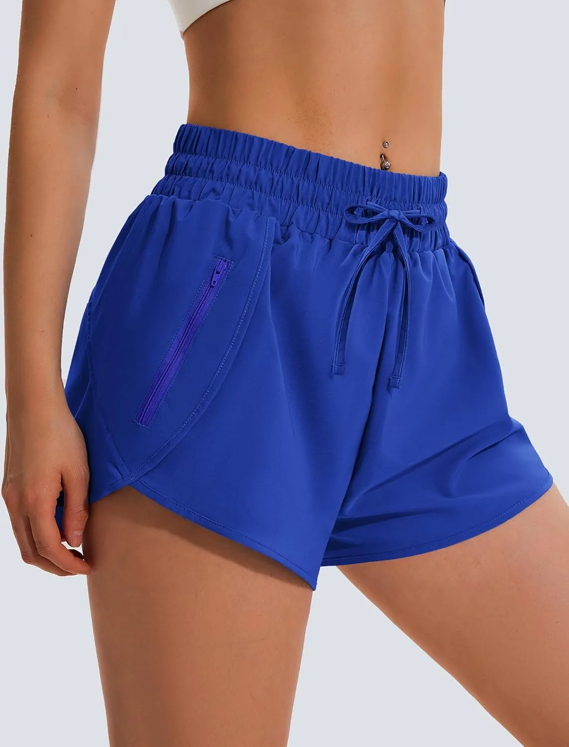 Women's Running Shorts High Waisted Quick Dry Athletic Shorts Sports Workout Gym Track Drawstring Shorts with Pockets