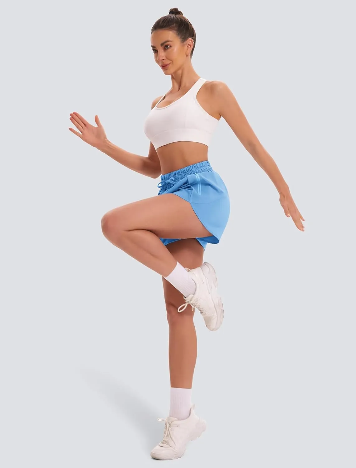Women's Running Shorts High Waisted Quick Dry Athletic Shorts Sports Workout Gym Track Drawstring Shorts with Pockets