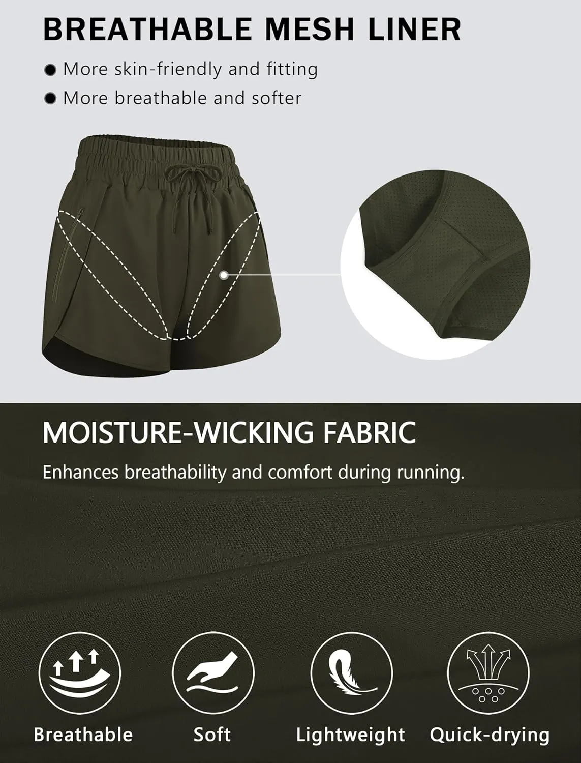 Women's Running Shorts High Waisted Quick Dry Athletic Shorts Sports Workout Gym Track Drawstring Shorts with Pockets