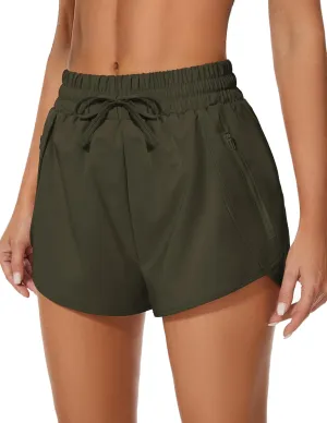 Women's Running Shorts High Waisted Quick Dry Athletic Shorts Sports Workout Gym Track Drawstring Shorts with Pockets