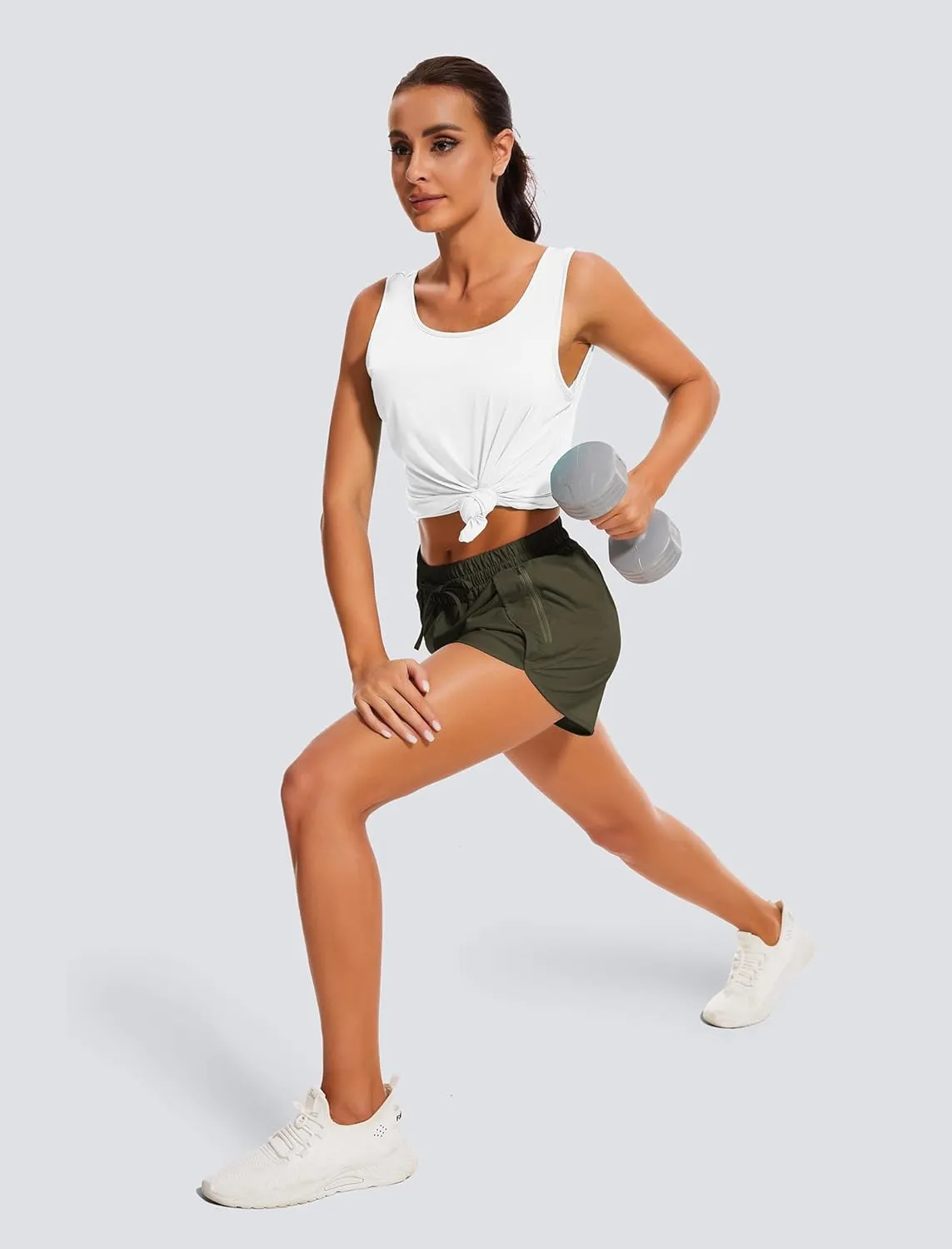 Women's Running Shorts High Waisted Quick Dry Athletic Shorts Sports Workout Gym Track Drawstring Shorts with Pockets