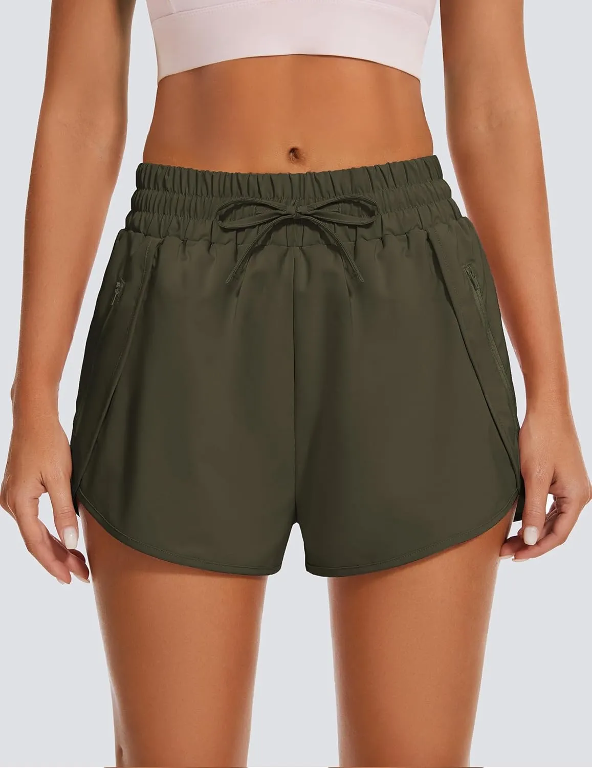 Women's Running Shorts High Waisted Quick Dry Athletic Shorts Sports Workout Gym Track Drawstring Shorts with Pockets