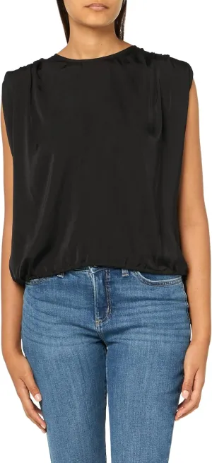 Women's Sleeveless Drawstring Crew Neck Top