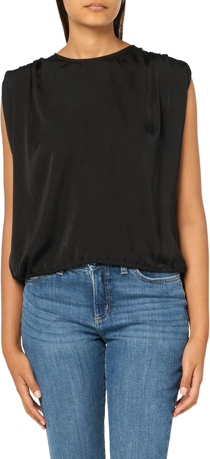 Women's Sleeveless Drawstring Crew Neck Top