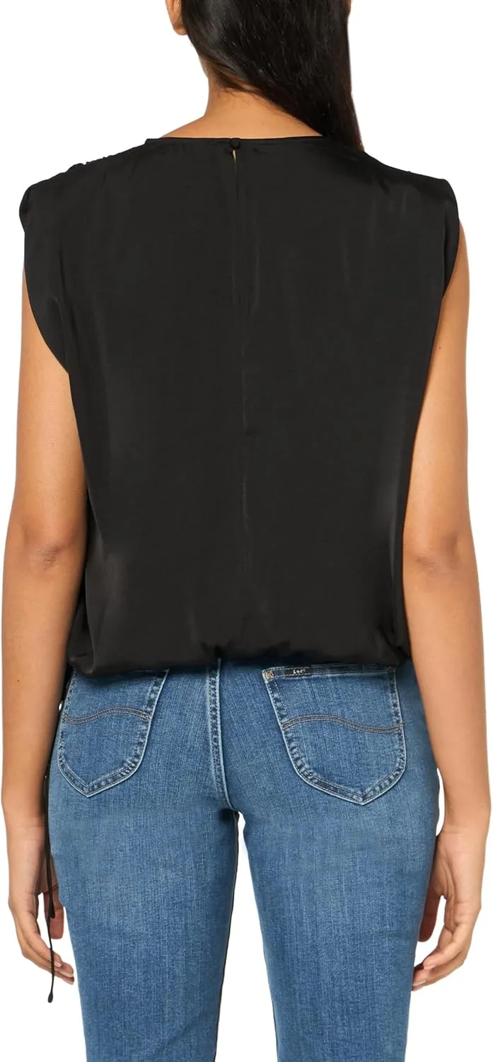 Women's Sleeveless Drawstring Crew Neck Top