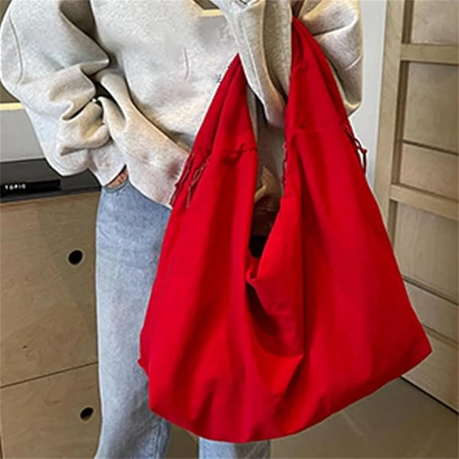 Women's Solid Color Textured Draped Tote Bag, Big Capacity Fashion Versatile Shoulder Bag