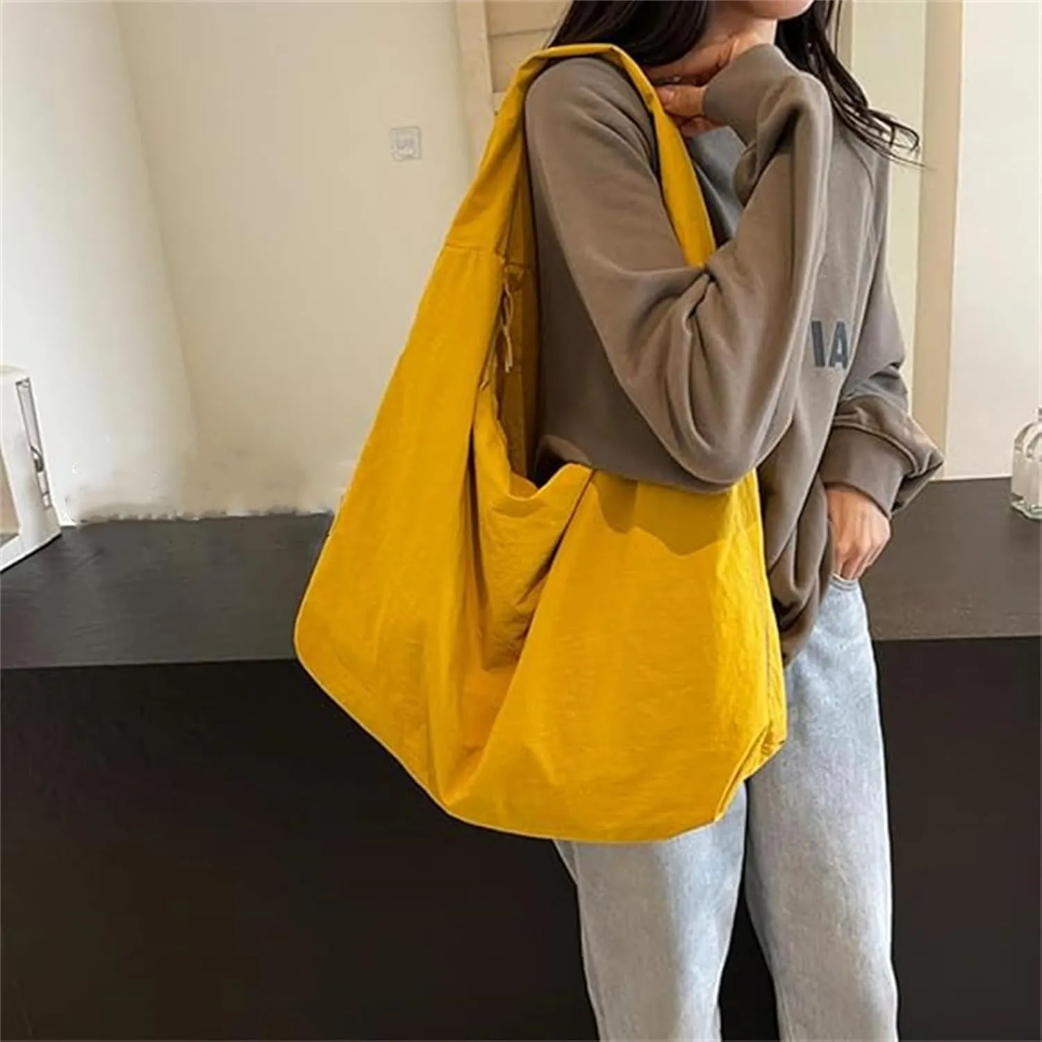 Women's Solid Color Textured Draped Tote Bag, Big Capacity Fashion Versatile Shoulder Bag