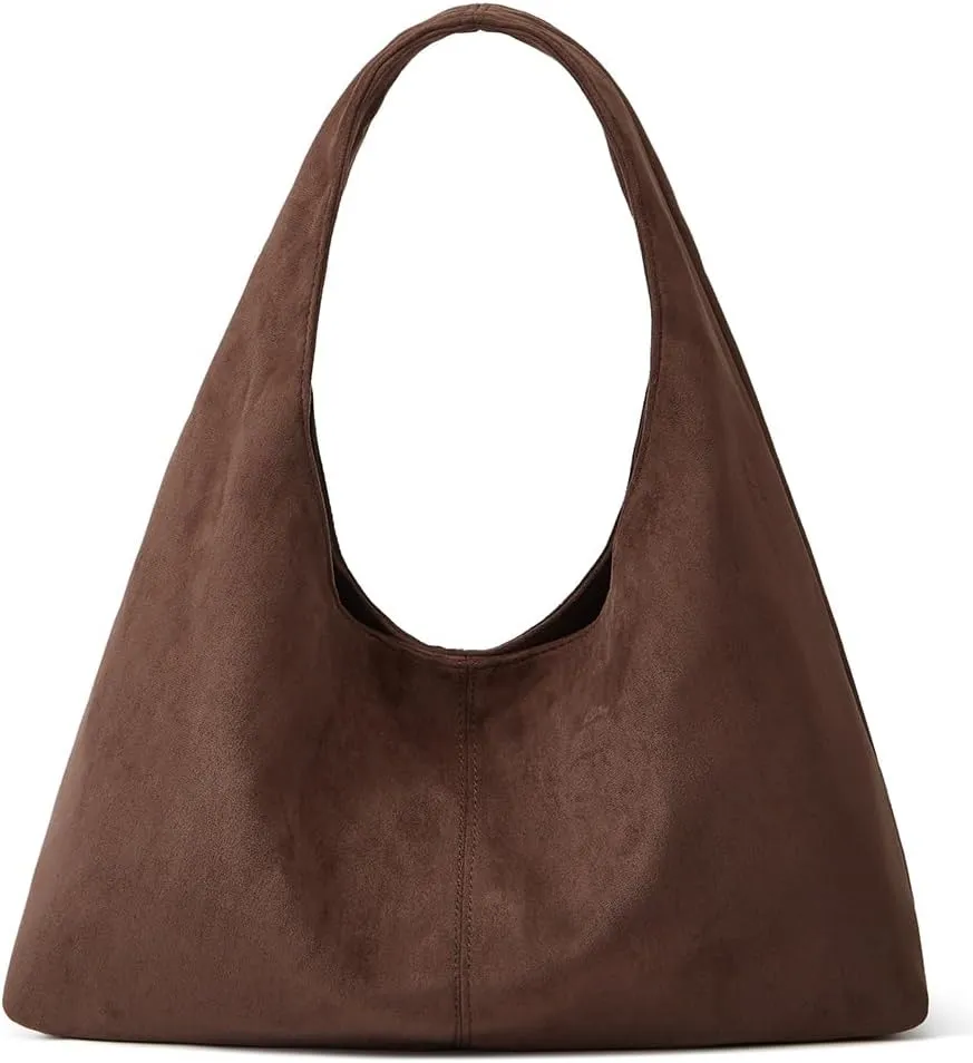 Women's Suede Tote Bag Retro Crescent Shoulder Bag Trendy 2025 Suede Handbag Underarm Purse Work Bag Dumpling Bag