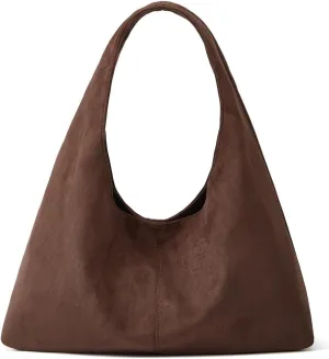 Women's Suede Tote Bag Retro Crescent Shoulder Bag Trendy 2025 Suede Handbag Underarm Purse Work Bag Dumpling Bag
