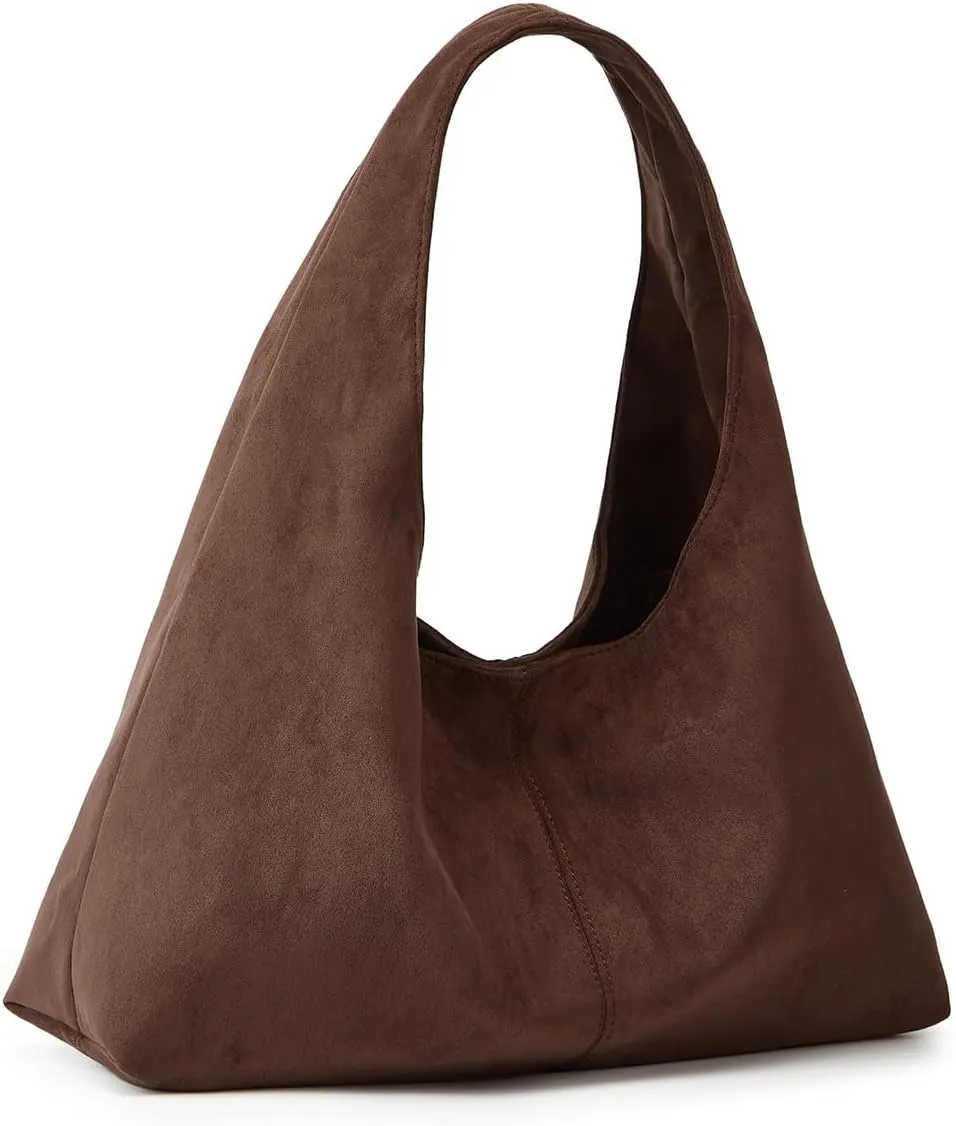 Women's Suede Tote Bag Retro Crescent Shoulder Bag Trendy 2025 Suede Handbag Underarm Purse Work Bag Dumpling Bag