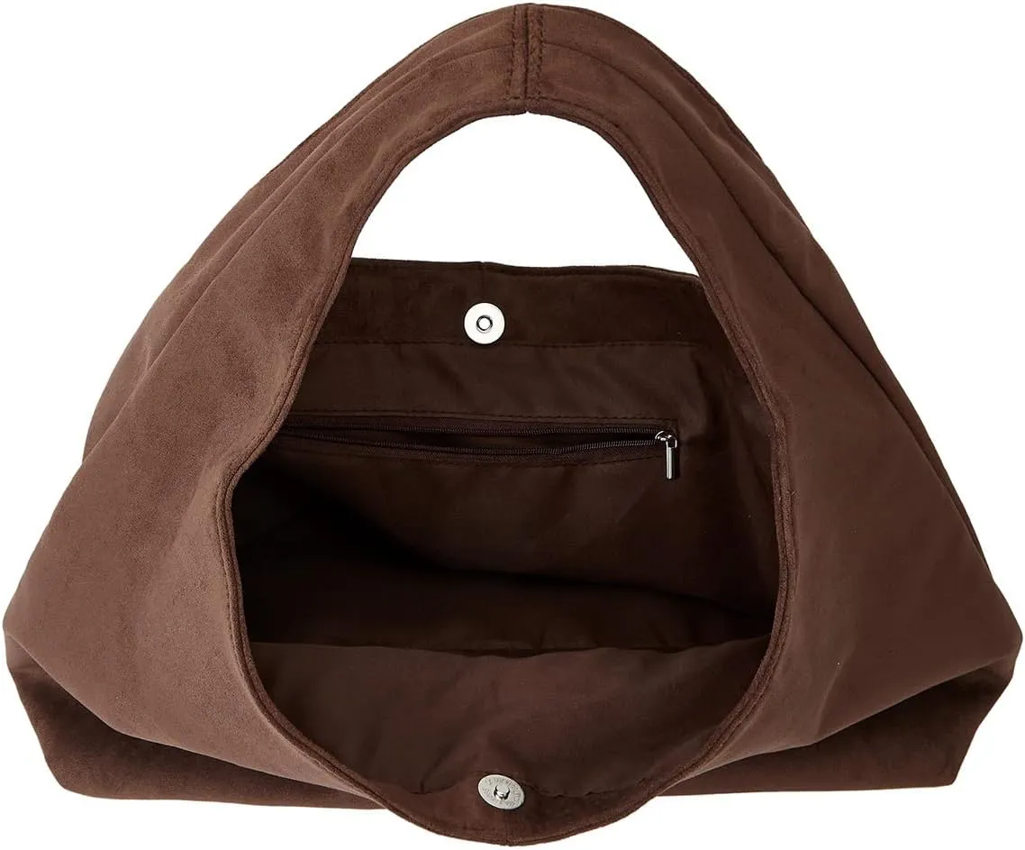 Women's Suede Tote Bag Retro Crescent Shoulder Bag Trendy 2025 Suede Handbag Underarm Purse Work Bag Dumpling Bag