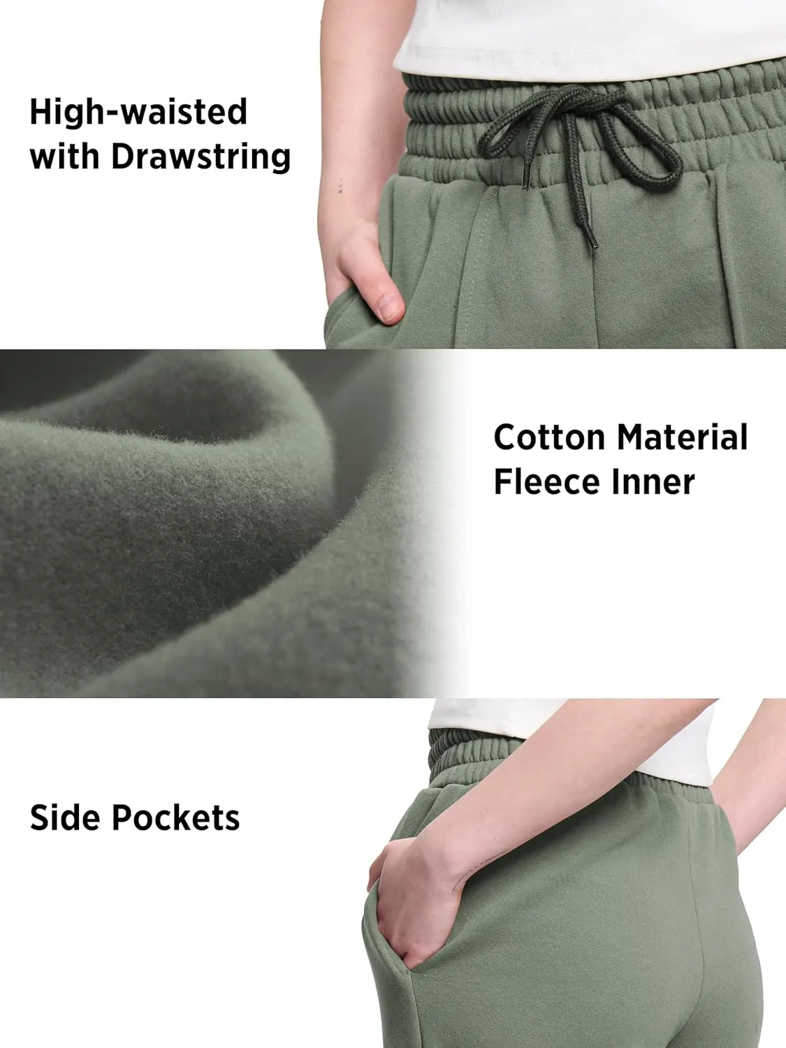 Womens Sweatpants Straight Wide Leg Pants for Women Fleece Lined High Waisted Baggy Casual Drawstring Lounge Pants