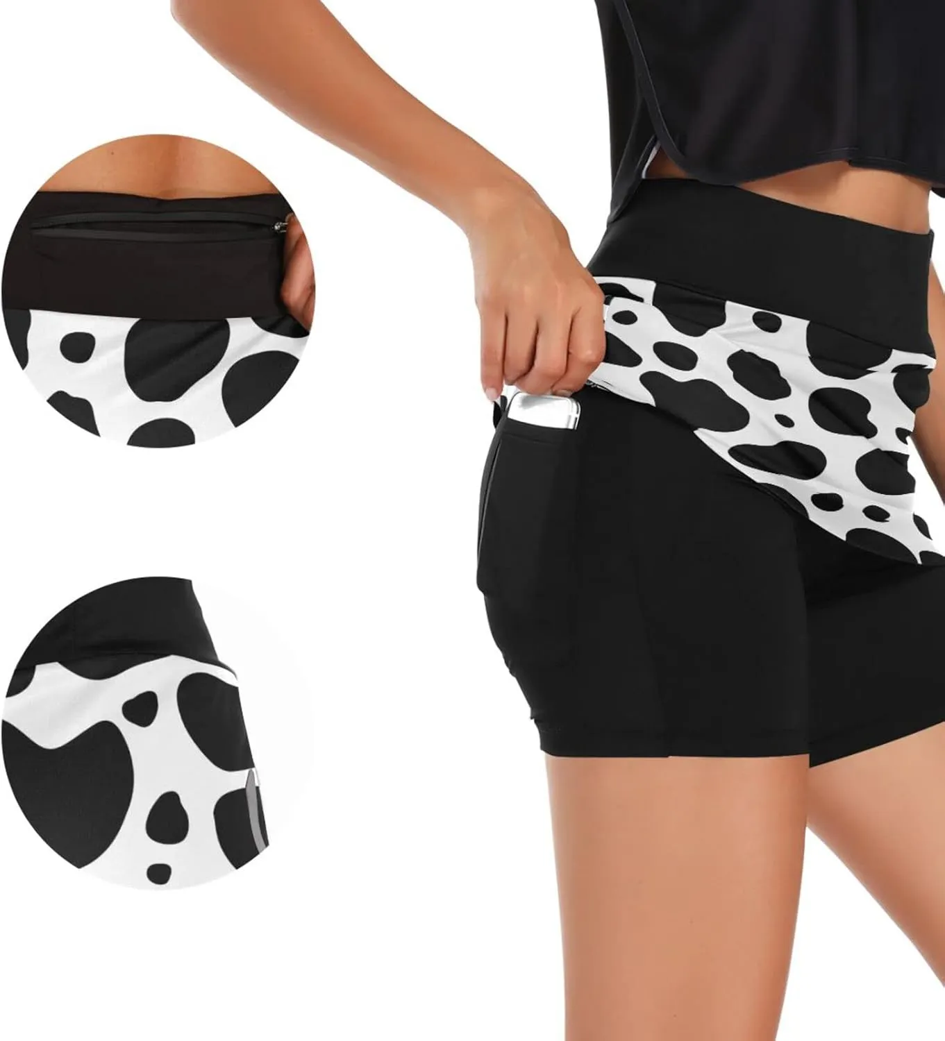 Women's Tennis Skirt Inner Shorts Lightweight Golf Casual Sports Skirt with Pockets