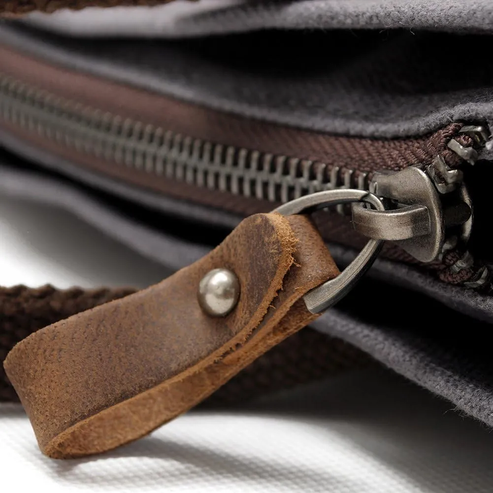 Women's Waxed Canvas Tote Bag with Genuine Leather Trim, Water-Repellent Shoulder Purse for Work & Travel, Fits 14" Laptop