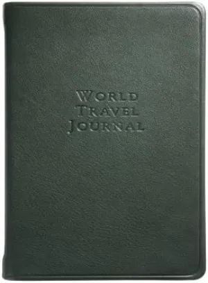 World Travel Journal, Genuine Calfskin Leather, 6", Green