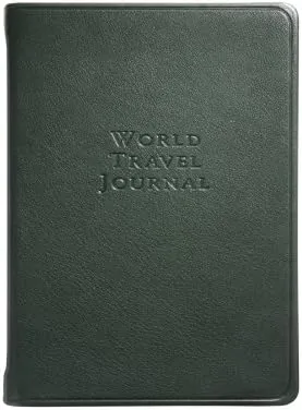 World Travel Journal, Genuine Calfskin Leather, 6", Green