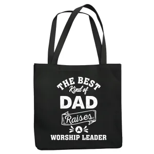 Worship Leader Dad Gift for Best Kind of Dad Family Day Navy Black Multicolor Canvas Tote Bag